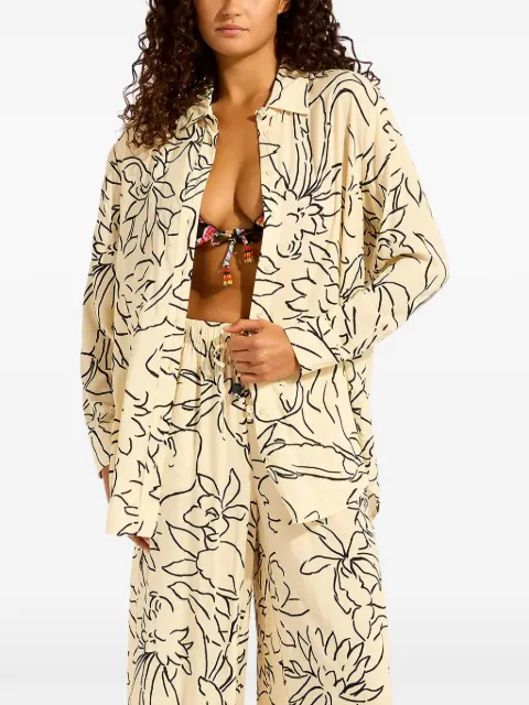 Seafolly floral-print long-sleeve shirt Neutrals 55648TO
