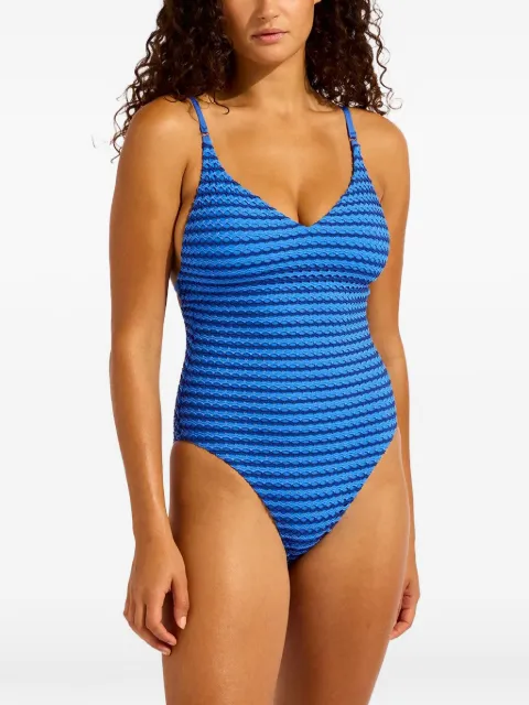 Seafolly textured-finish swimsuit Blue 11071102
