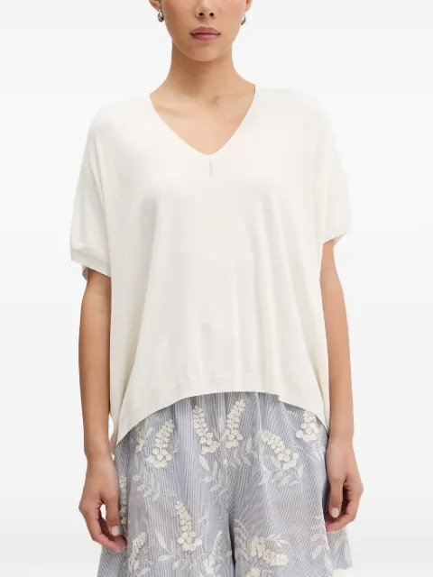 VICOLO fine-knit V-neck T-shirt White 2AB2032
