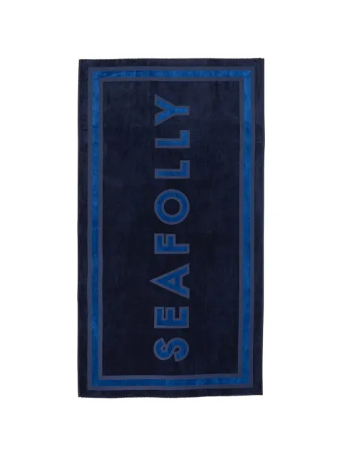 Seafolly Summer Solstice logo fringed beach towel Blue 71896TL