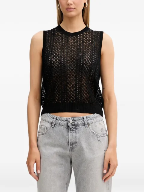 VICOLO crochet-knit sleeveless top Black 2AB2050