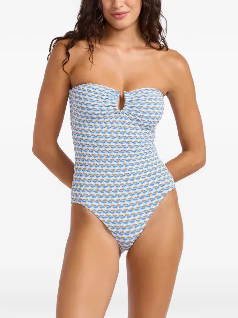 Seafolly Mala Ring bandeau geometric-print swimsuit Blue 11185230
