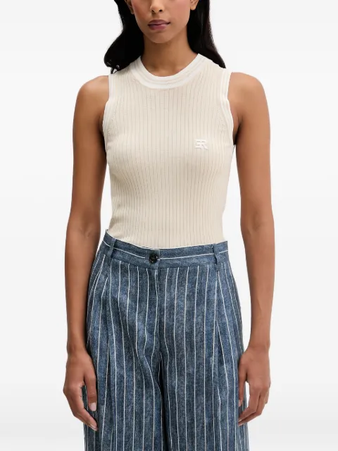 ERMANNO FIRENZE ribbed-knit logo-patch top Neutrals D48EL022EP0