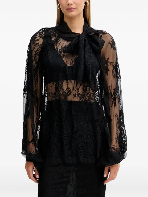 VICOLO long-sleeve floral-lace blouse Black TAB0195