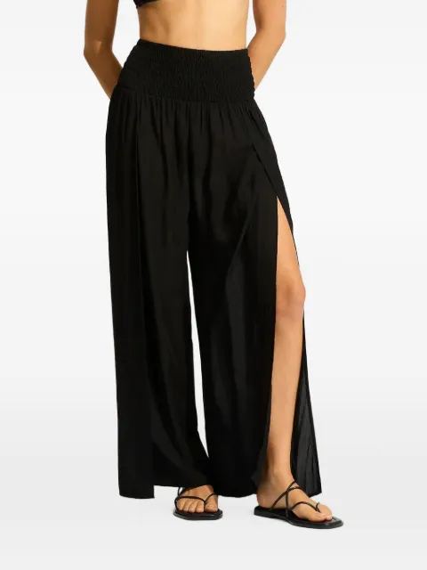 Seafolly smocked side-slit trousers Black 55436PA