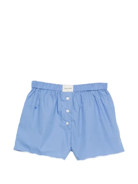 Sporty & Rich logo-patch buttoned-front shorts Blue SH060711326BL