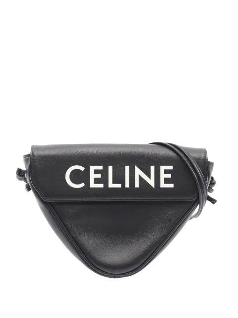 Celine Pre-Owned 2010-2026 Smooth Calfskin Logo Triangle crossbody bag Black MRWOV7L9YJAZ36HL