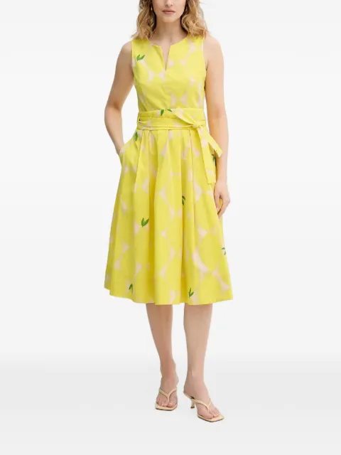 OUI belted lemon-print midi dress Yellow 97347