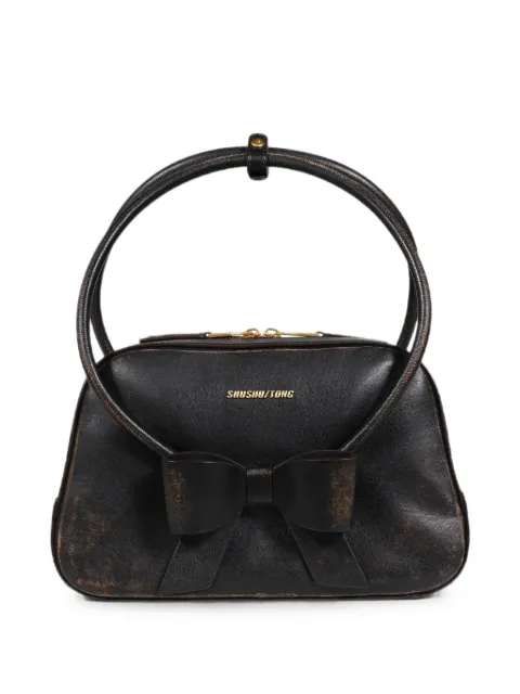 SHUSHU/TONG bow-detail distressed tote bag Brown FSDFAC09BRW