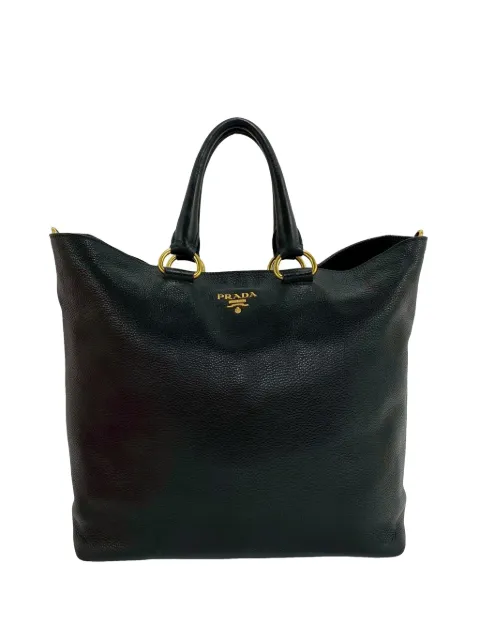 Prada Pre-Owned 2013-2026 Vitello Daino Open Convertible Tote satchel Black B67RMGDN0X1SCTSB