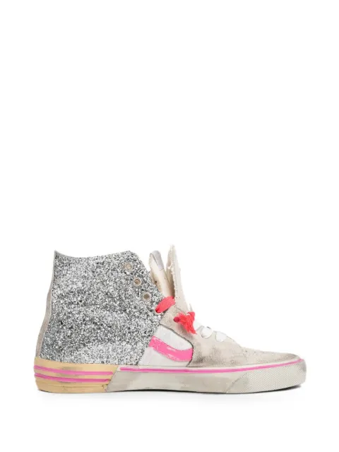 PAUL EASTERLIN glitter-detail high-top sneakers Neutrals CS028GTSILVERWHITEFUCSHIA