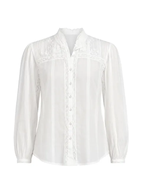 LoveShackFancy lace-trim embroidered shirt White T15393350WHITE