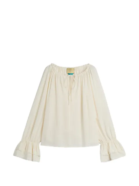 MOMONÌ Mendoza lace-trim ruffled blouse Neutrals 265MMOBL009265MO05