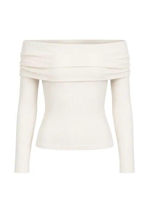Petar Petrov Bodywork off-shoulder ribbed top Neutrals S26TB16IVORY