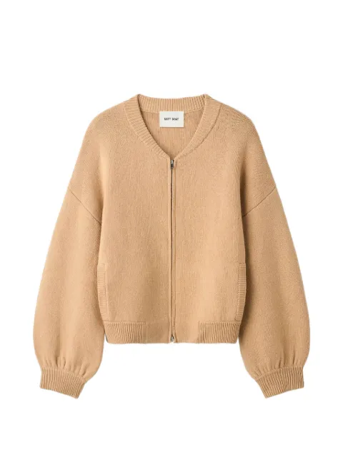 Soft Goat zip-up double-knitted cardigan Neutrals 2476612073CAMEL