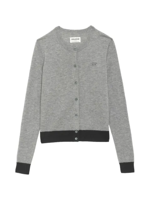Zadig&Voltaire Missya logo-embroidered cashmere cardigan Grey KWCA01699