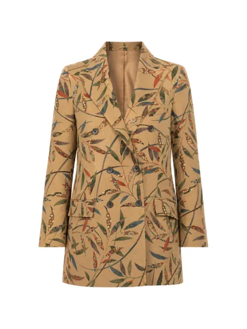 IBRIGU double-breasted leaf-print coat Neutrals 15IBJKI51903BUTTER2