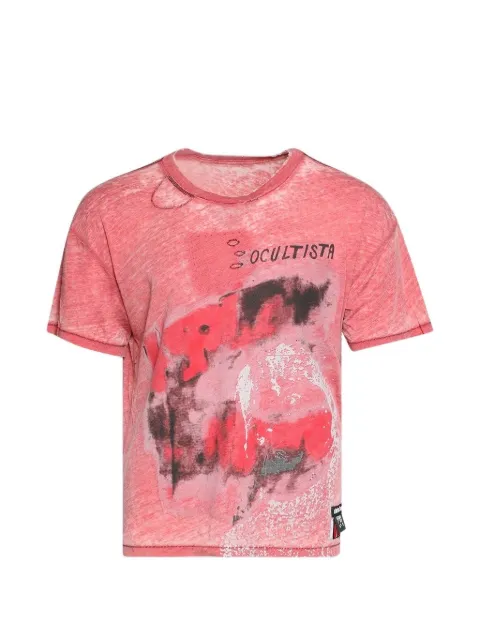 RRR123 burnout-effect distressed T-shirt Pink ANTBSS60