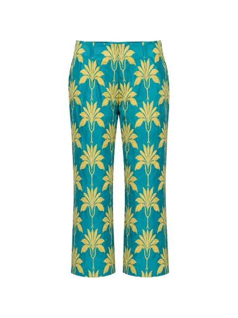 Odeeh floral-print straight-leg trousers Blue 4311216159