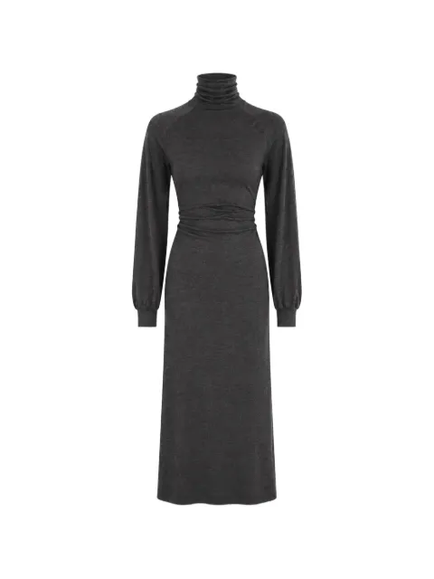 Petar Petrov twist-detail high-neck long-sleeve midi dress Grey F25K1GRAPHITE