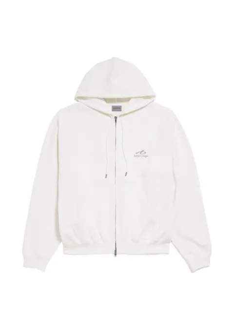 Balenciaga logo-print zip-up hoodie Neutrals A0016VTUVQ5