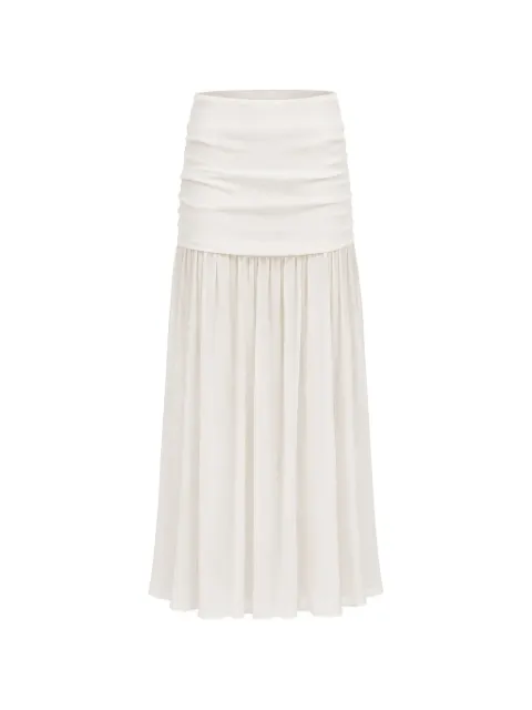 Petar Petrov Late Bloom ruched silk maxi skirt Neutrals S26TR7