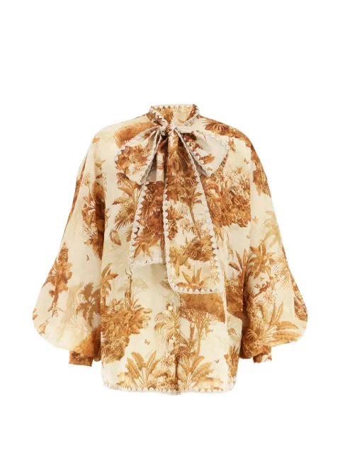 ZIMMERMANN Indra tie-neck blouse Neutrals 8494TSS262