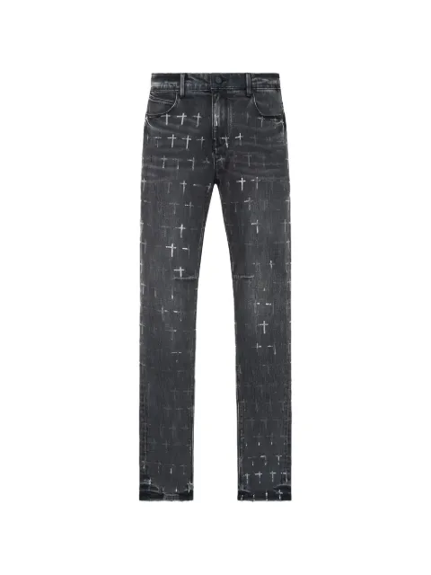 RTA Bryant cross-print denim jeans Grey MDGDD1151J1205NRCTG