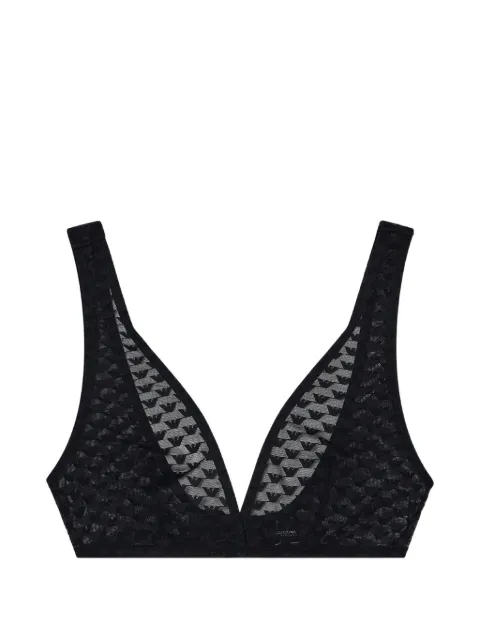 Armani Exchange ASV monogram-pattern mesh bra Black EW002496AF15358