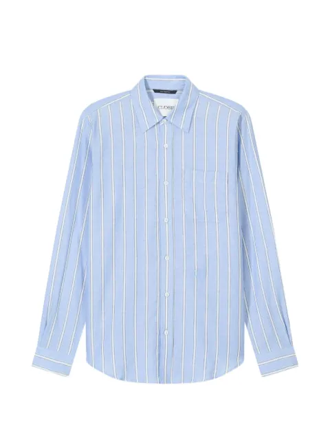 Closed striped cotton shirt Blue C8410222G22