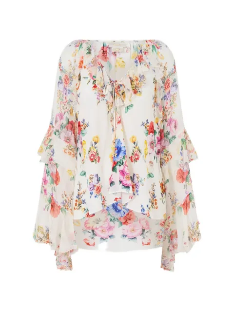 Camilla ruffled lace-up blouse White 00040783