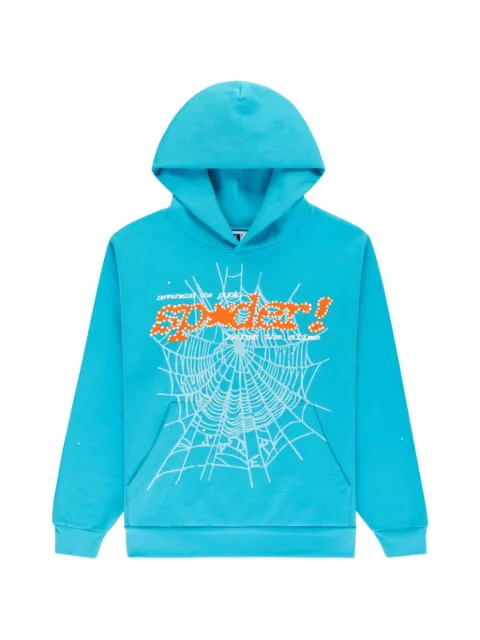 SP5DER Punk V2 graphic-print hoodie Blue ST014SS25CYA
