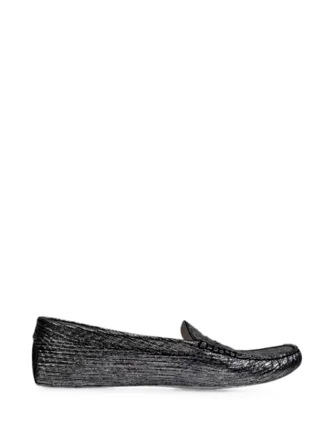Tod's Vintage metallic-finish penny-slot loafers Silver RFCPUGBSH745845W