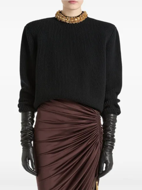 Balmain cashmere sweater with removable embroidered trim Gold PU0000000010