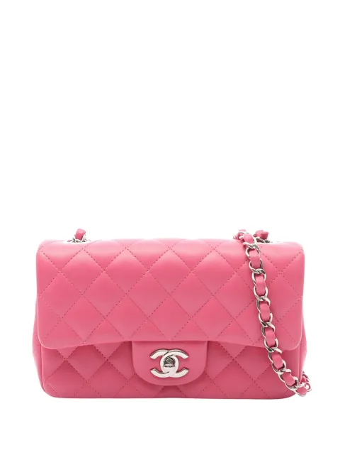 CHANEL Pre-Owned 2019 Mini Rectangular Classic Lambskin Single Flap crossbody bag Pink OHLZTJBKZWE9LKN6