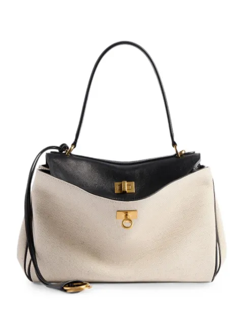Balenciaga Rodeo small linen and leather tote bag Neutrals 7897792ACNP