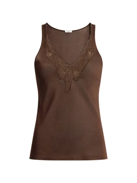 Balmain knit vest top with lace Brown TO0000000002