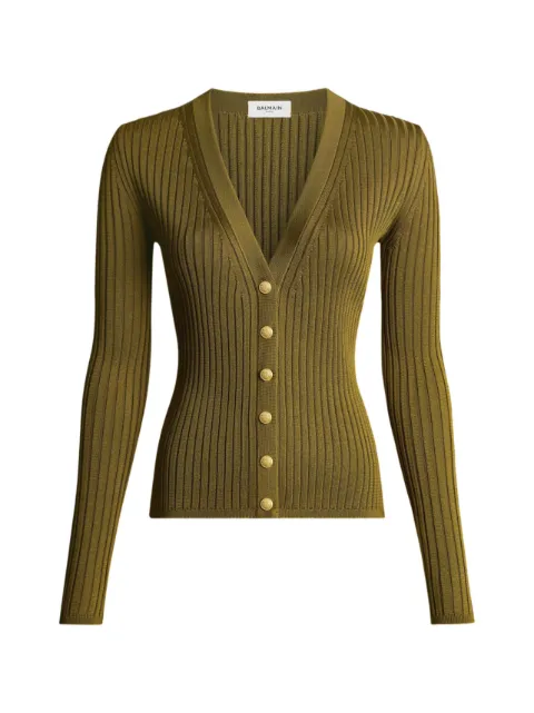 Balmain buttoned ribbed knit cardigan Green CA0000000014
