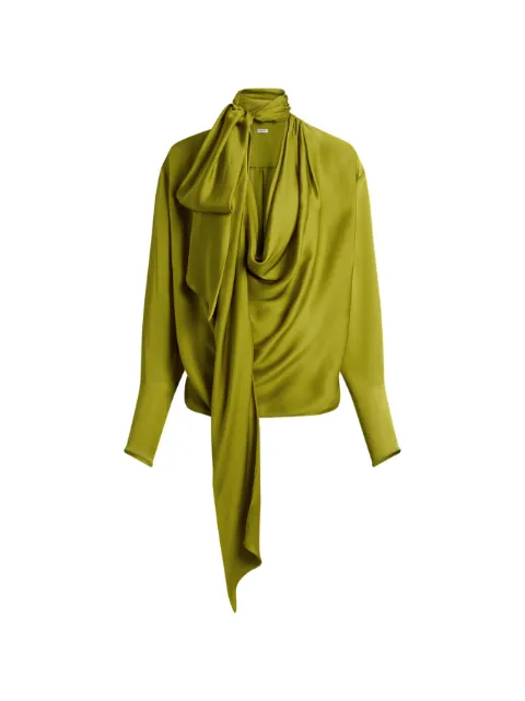Balmain draped silk chiffon blouse Green TO0000000065