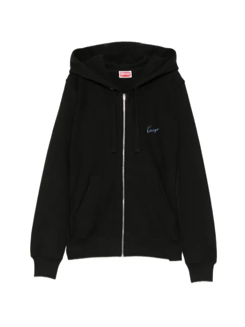 Kenzo logo-embroidered zip-up hoodie Black FG62HO2564MJ