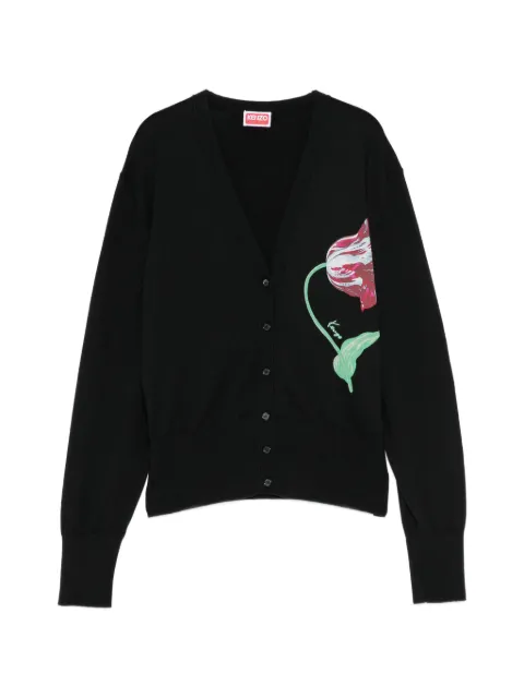 Kenzo floral-intarsia V-neck cardigan Black FG62CA7643ES