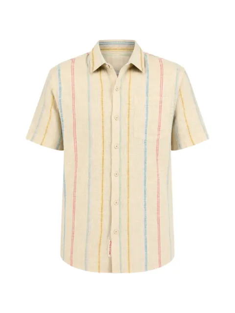 Revolution Now vertical-stripe short-sleeved shirt Purple 3238SHORTSLEEVEDCUBANSHIRT