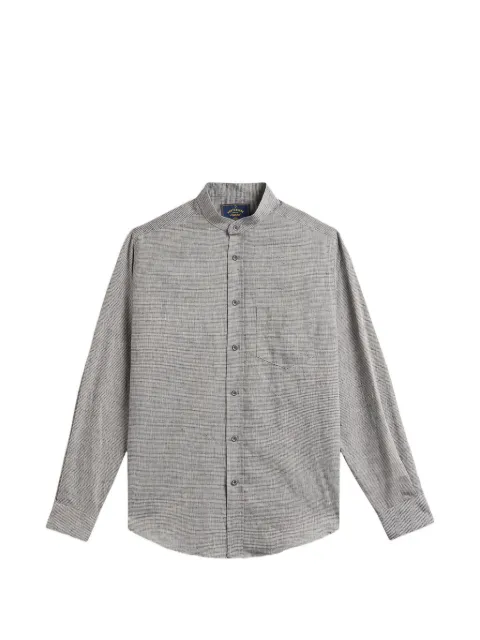 Portuguese Flannel Marvin stripe-pattern mandarin-collar shirt Grey MARVIN