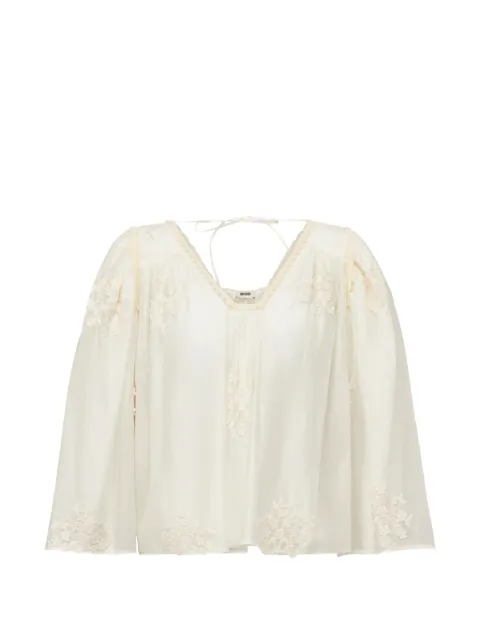 Drykorn Ismara floral-embroidered lace-trim blouse Neutrals ISMARA152292