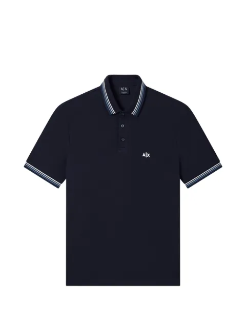 Armani Exchange striped-trim logo-embroidered polo shirt Blue XM002326AF1