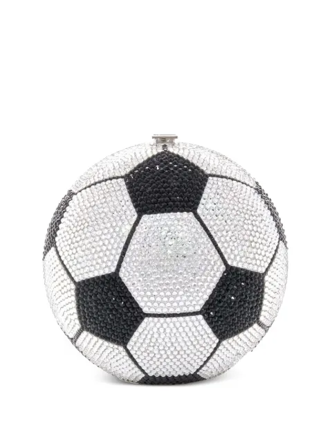 Judith Leiber crystal-embellished soccer ball clutch bag White M185521