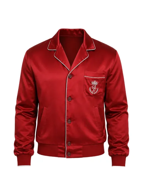 Dolce & Gabbana logo-embroidered silk bomber jacket Red DOLCET2914
