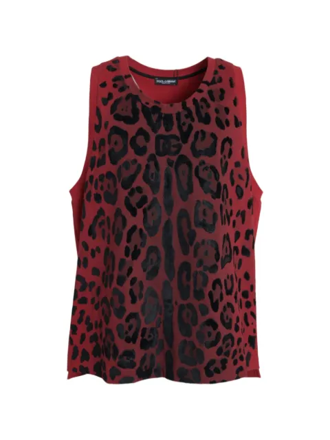 Dolce & Gabbana leopard-print textured-finish tank top Red TSH85085
