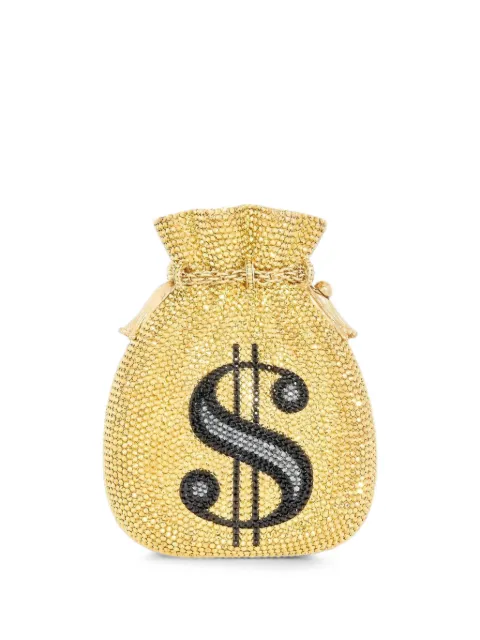 Judith Leiber crystal-embellished dollar-sign cluth bag Gold M928703