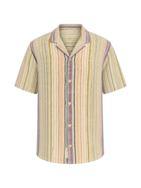 Revolution Now striped short-sleeved shirt Neutrals 3161SHORTSLEEVEDCUBANSHIRT